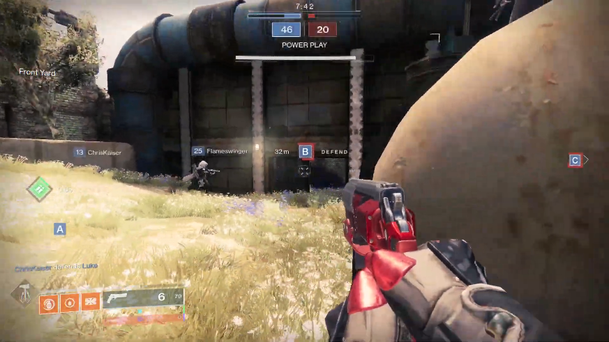 Destiny 2 Crucible Control PvP match with objective markers