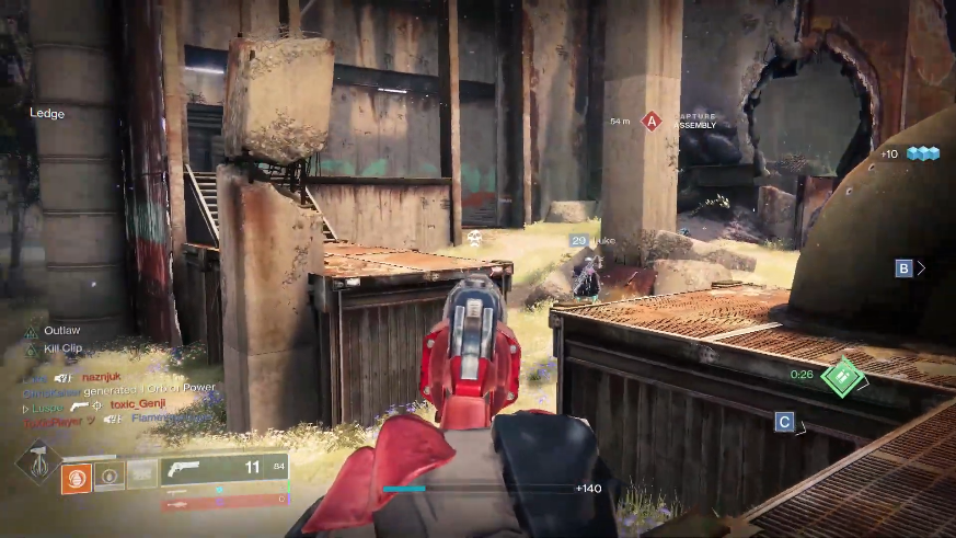 Destiny 2 hand cannon PvP view with Kill Clip and Outlaw perks